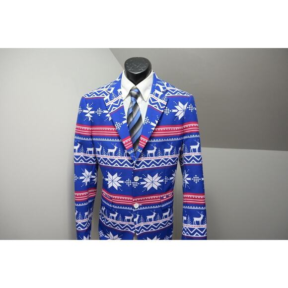 Oppo Suits Christmas Snow Flake Suit 2 Piece Suit Pants Jacket Mens 34 x 34 42 R - Picture 3 of 16